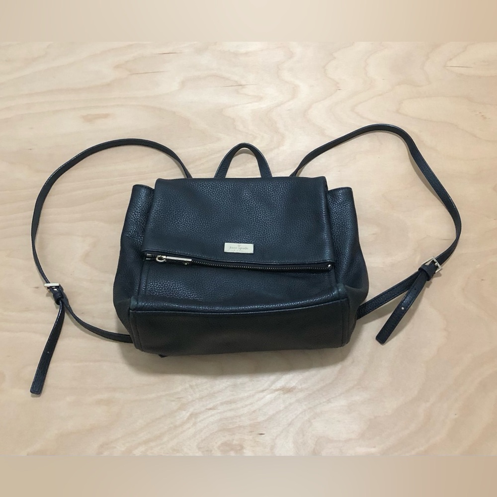 Kate Spade Black Cow Leather Backpack Womens Size M 12inX13in.